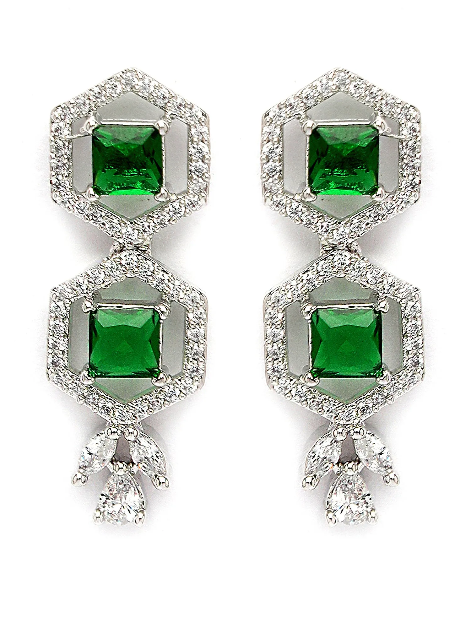 Karatcart Green Cubic Zirconia Studded Light Weight Jewellery Set for Women