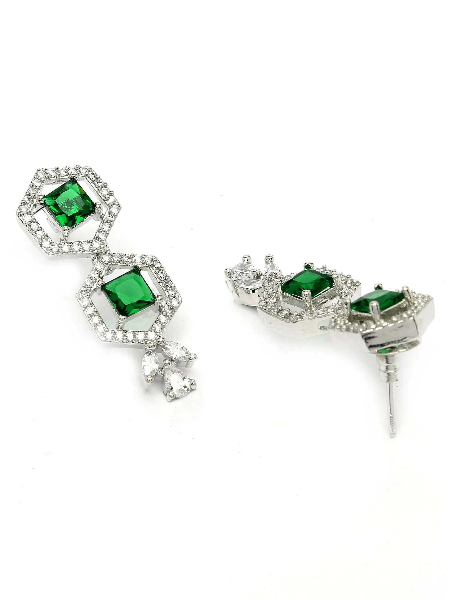 Karatcart Green Cubic Zirconia Studded Light Weight Jewellery Set for Women