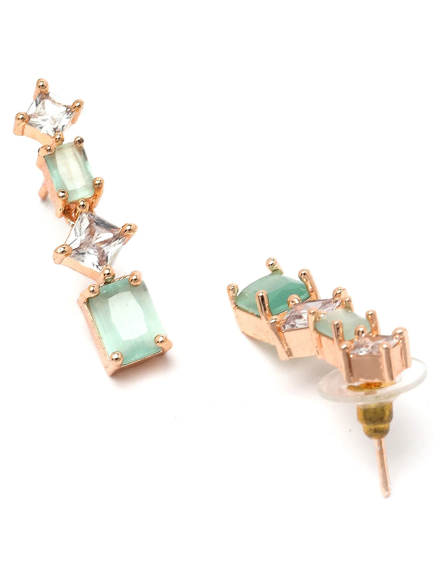 Karatcart Light Green Cubic Zirconia Studded Rose Gold Plated Necklace Set for Women