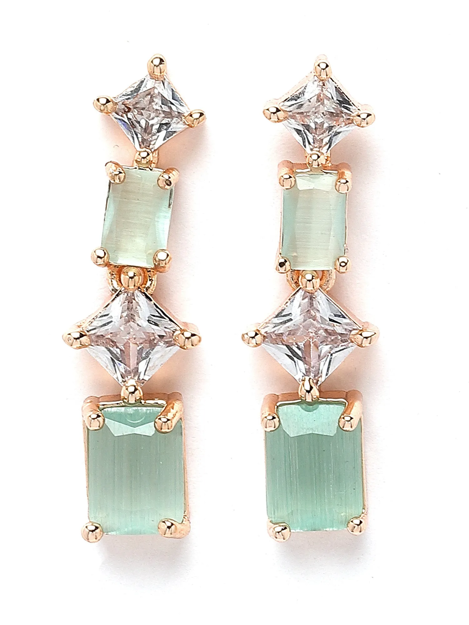 Karatcart Light Green Cubic Zirconia Studded Rose Gold Plated Necklace Set for Women