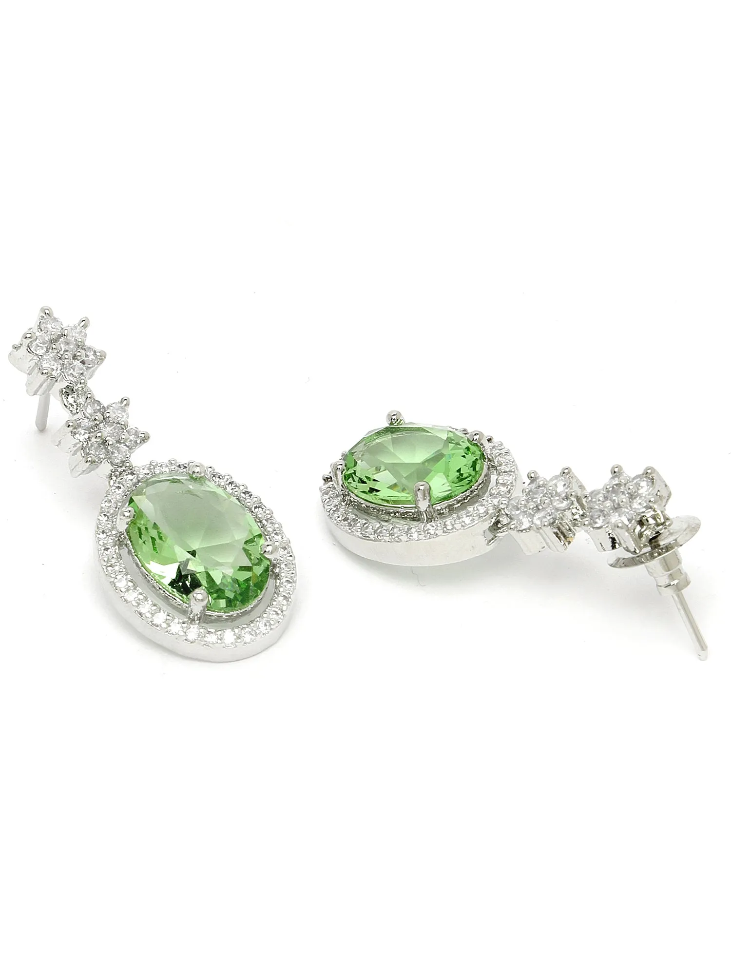 Karatcart Lime Green Cubic Zirconia Studded Light Weight Jewellery Set for Women