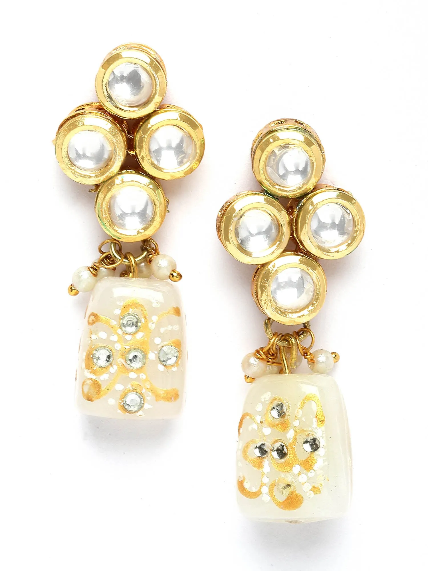 Karatcart Navratna Designer Tumble Pearl and Polki Kundan Necklace Set for Women