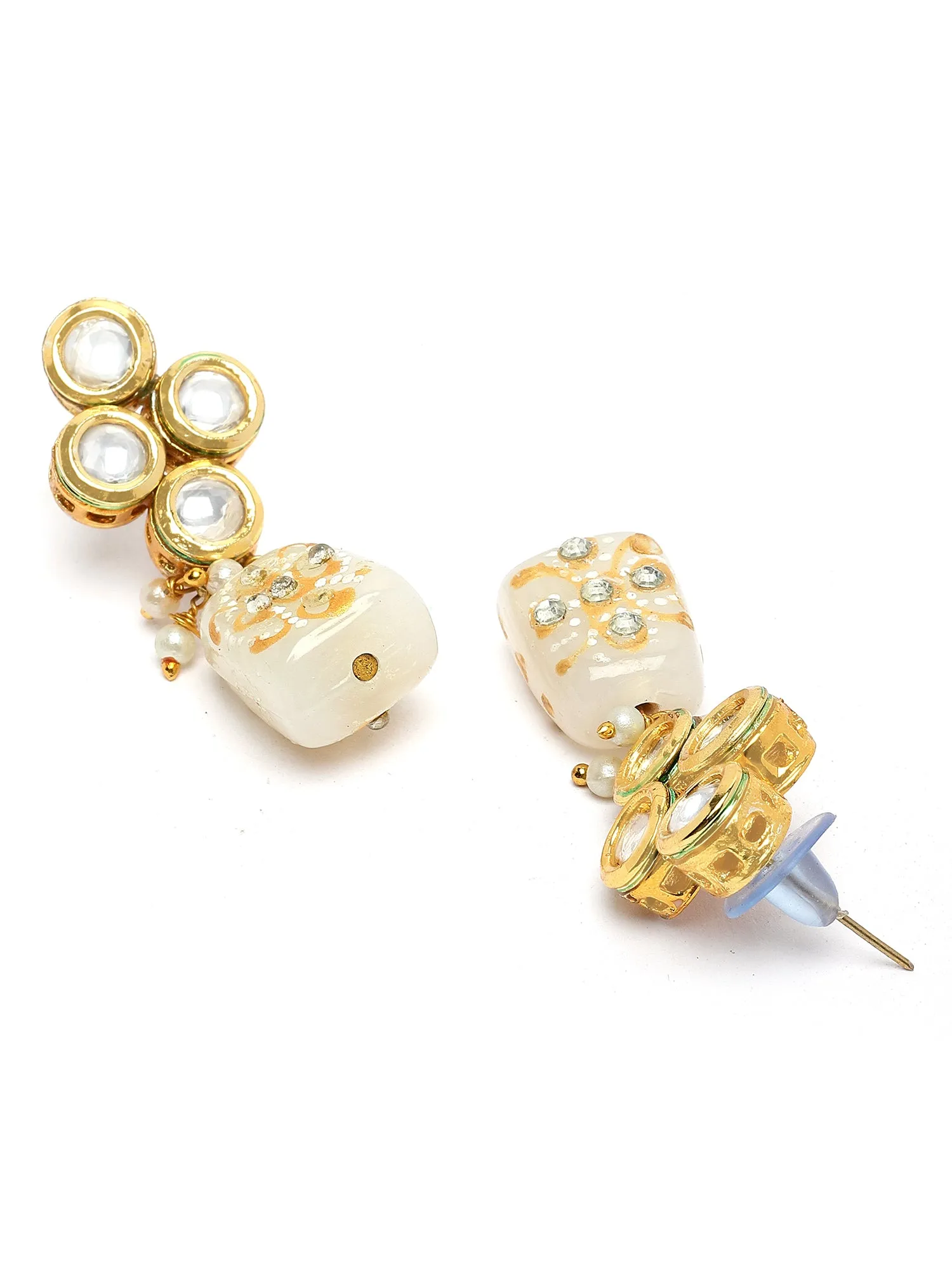 Karatcart Navratna Designer Tumble Pearl and Polki Kundan Necklace Set for Women