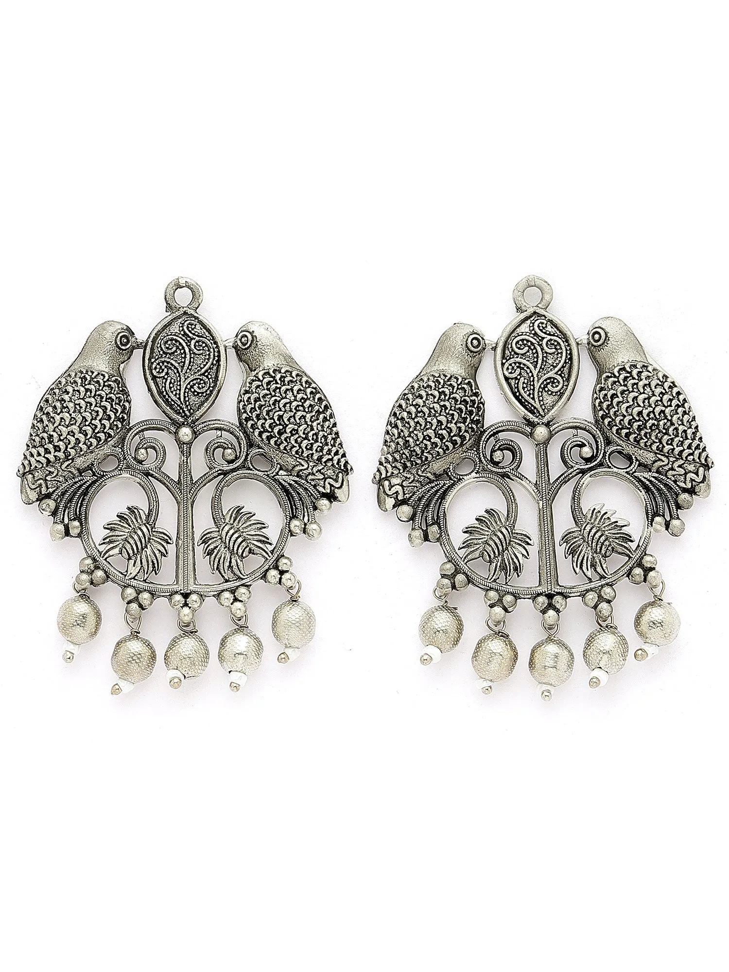 Karatcart Oxidised Silver Bird Design Dangler Earrings for Women