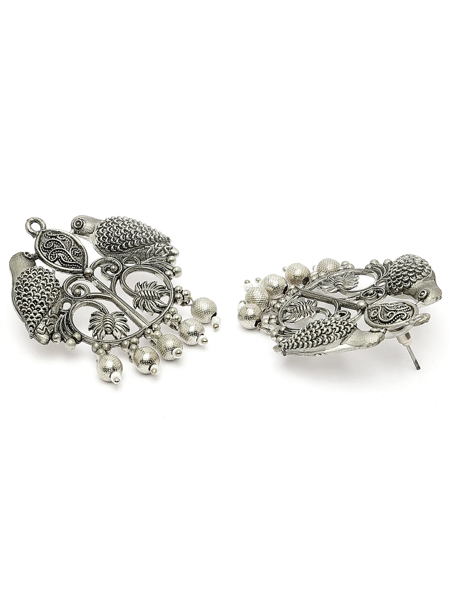 Karatcart Oxidised Silver Bird Design Dangler Earrings for Women