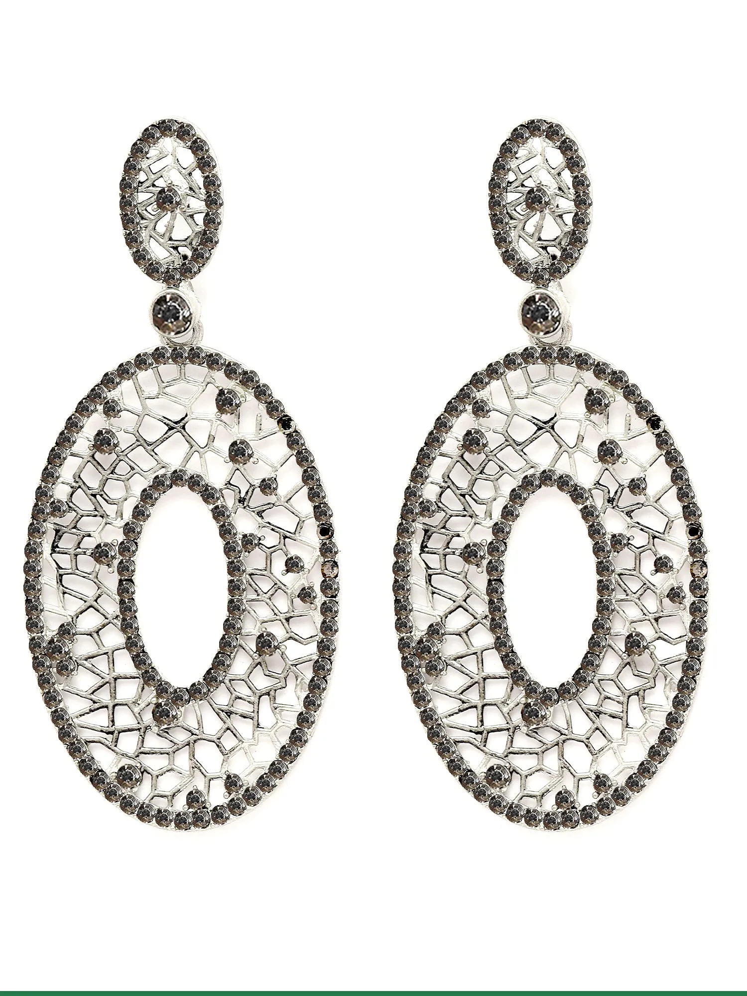 Karatcart Oxidised Silver Black Stone Studded Drop Earring for Women