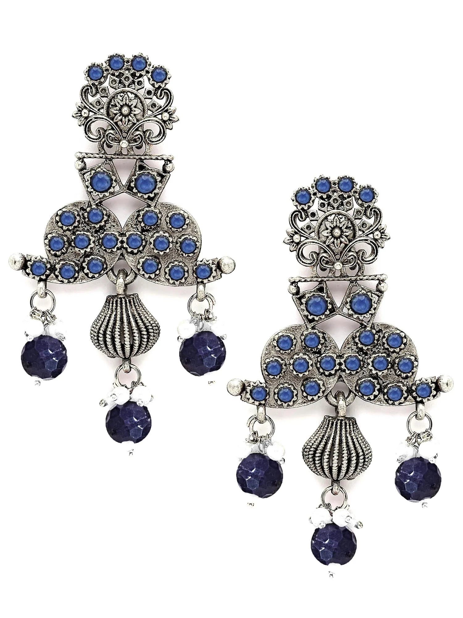 Karatcart Oxidised Silver Blue Dangler Earring for Women
