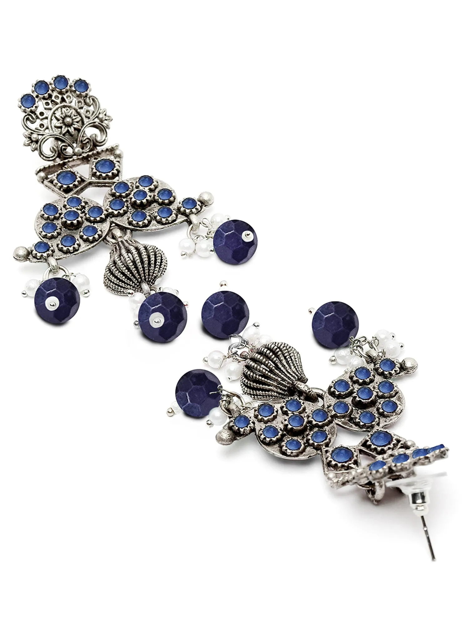 Karatcart Oxidised Silver Blue Dangler Earring for Women
