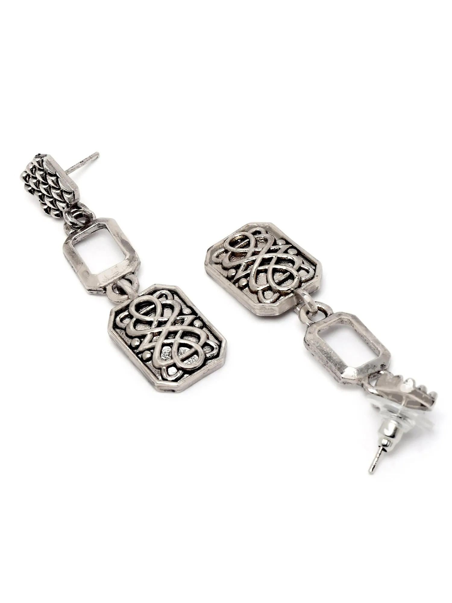 Karatcart Oxidised Silver Celtic Link Drop Earrings for Women