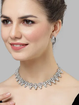 Karatcart Oxidised Silver Plated Kundan Classic Necklace for Women
