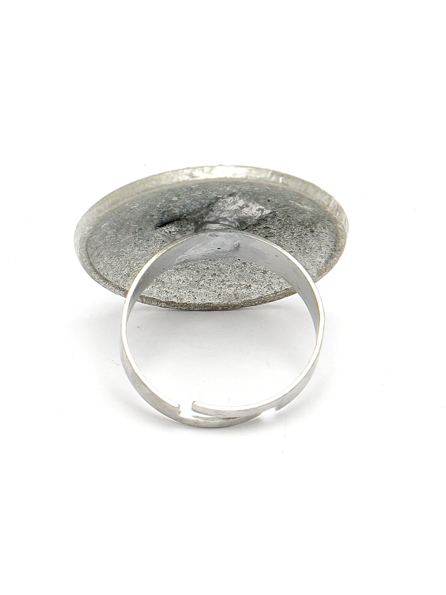 Karatcart Oxidised Silver Star Design Blue Meena Finger Ring for Women