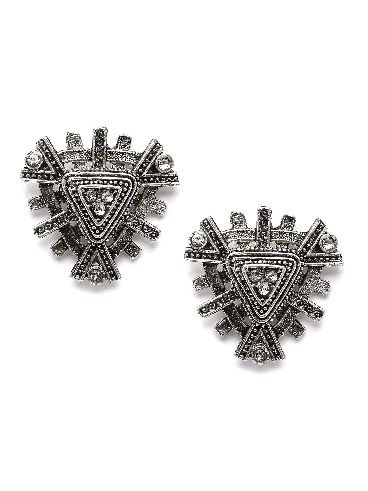 Karatcart Oxidised Silver Stud Earring for Women