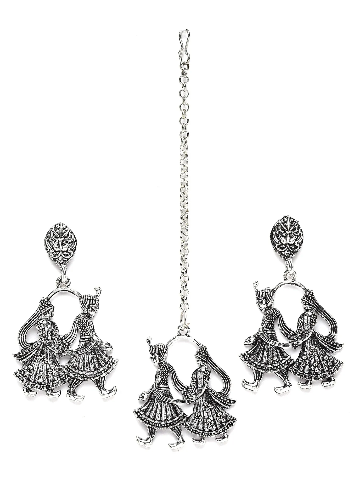 Karatcart Oxidised Silver Tribal Dulha-Dulhan Design Jewellery Set for Women