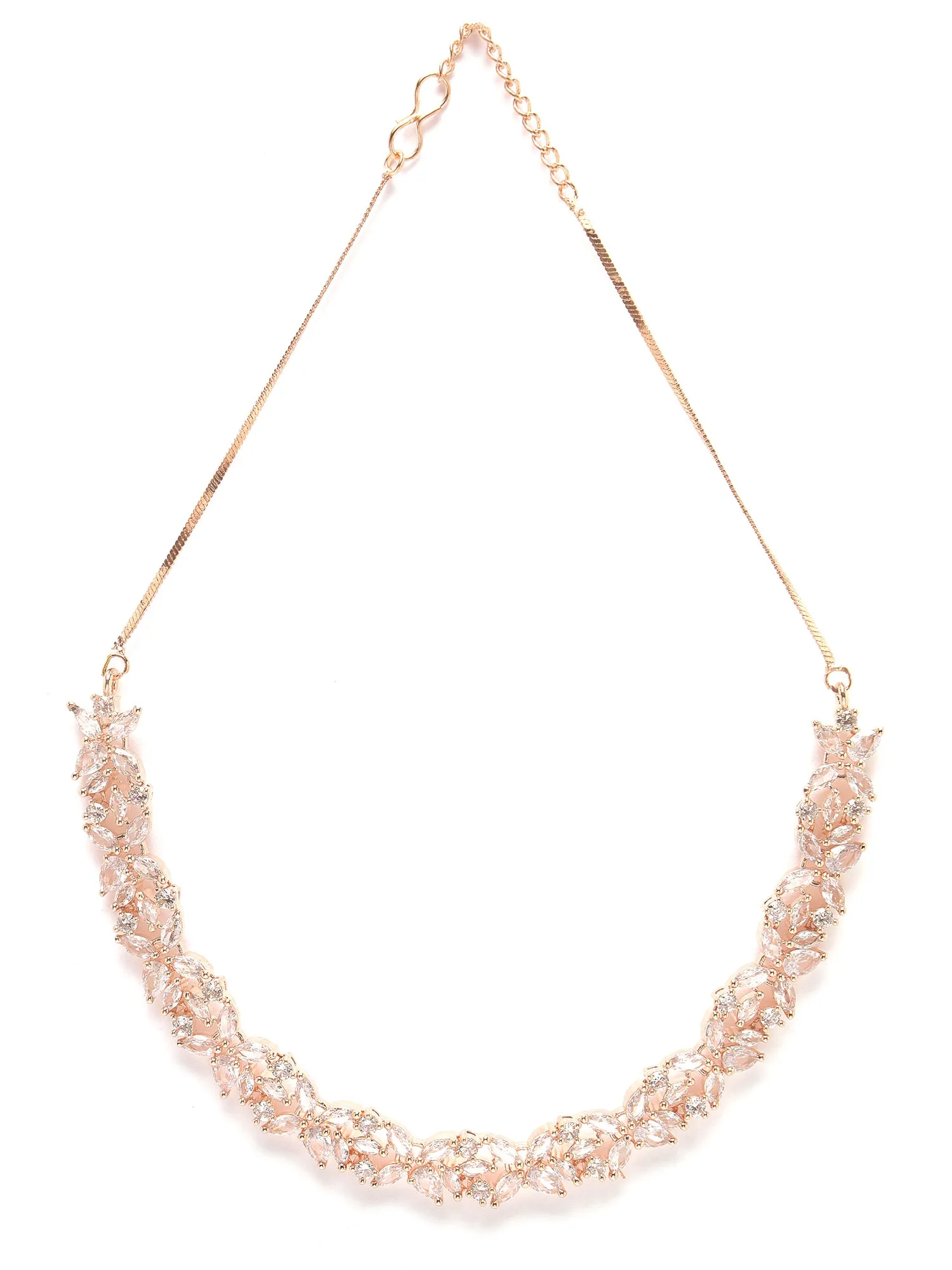 Karatcart Rose Gold Plated American Diamond Necklace Set for Women