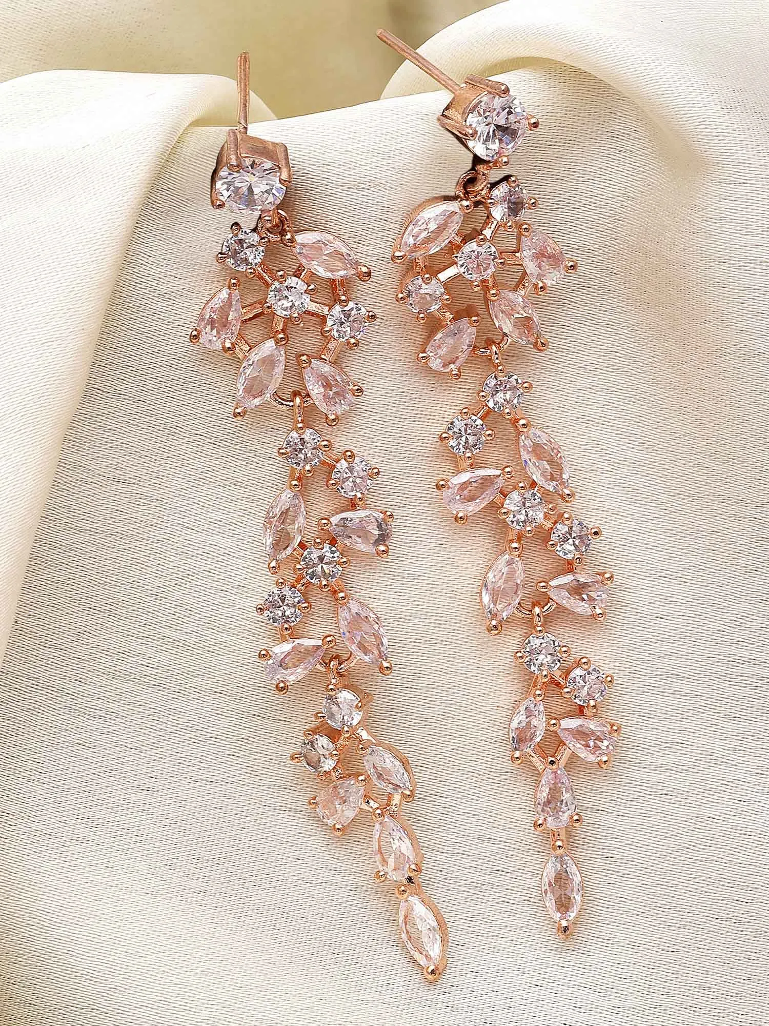 Karatcart Rose Gold Plated Cubic Zirconia Drop Earrings for Women
