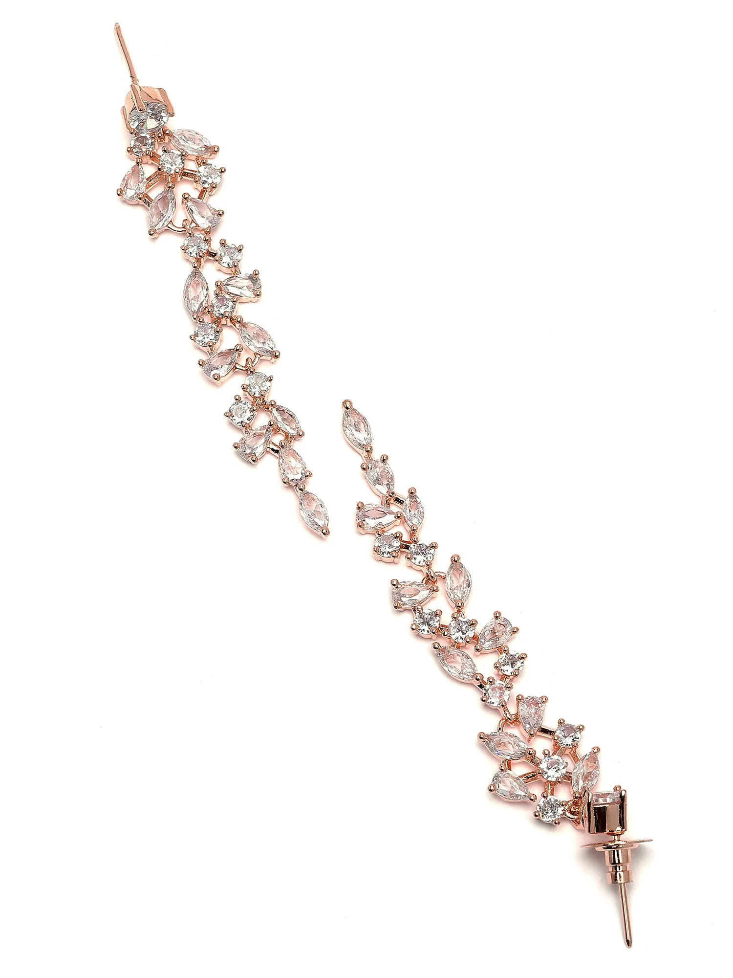 Karatcart Rose Gold Plated Cubic Zirconia Drop Earrings for Women