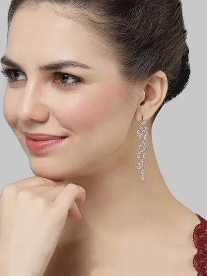 Karatcart Rose Gold Plated Cubic Zirconia Drop Earrings for Women