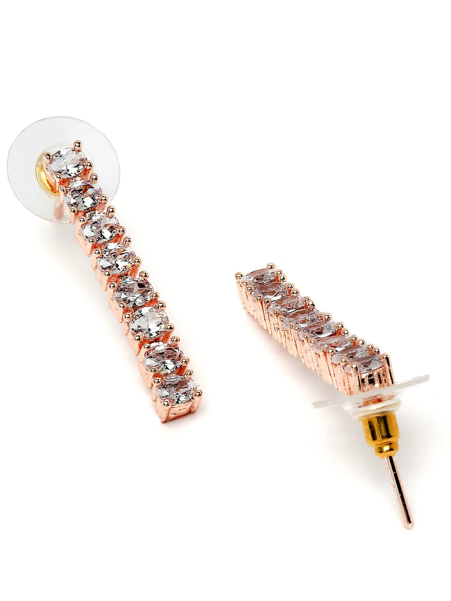 Karatcart Rose Gold Plated Cubic Zirconia Studded Necklace Set for Women