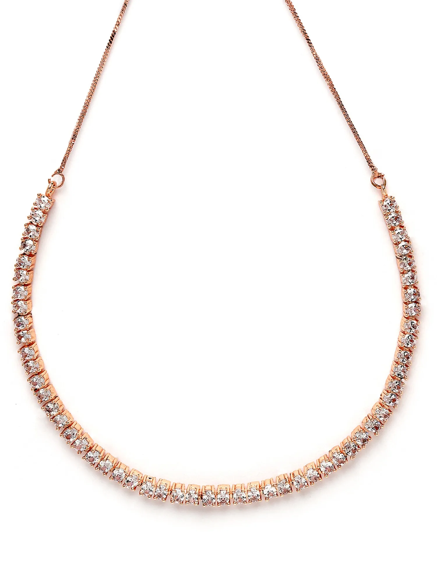 Karatcart Rose Gold Plated Cubic Zirconia Studded Necklace Set for Women