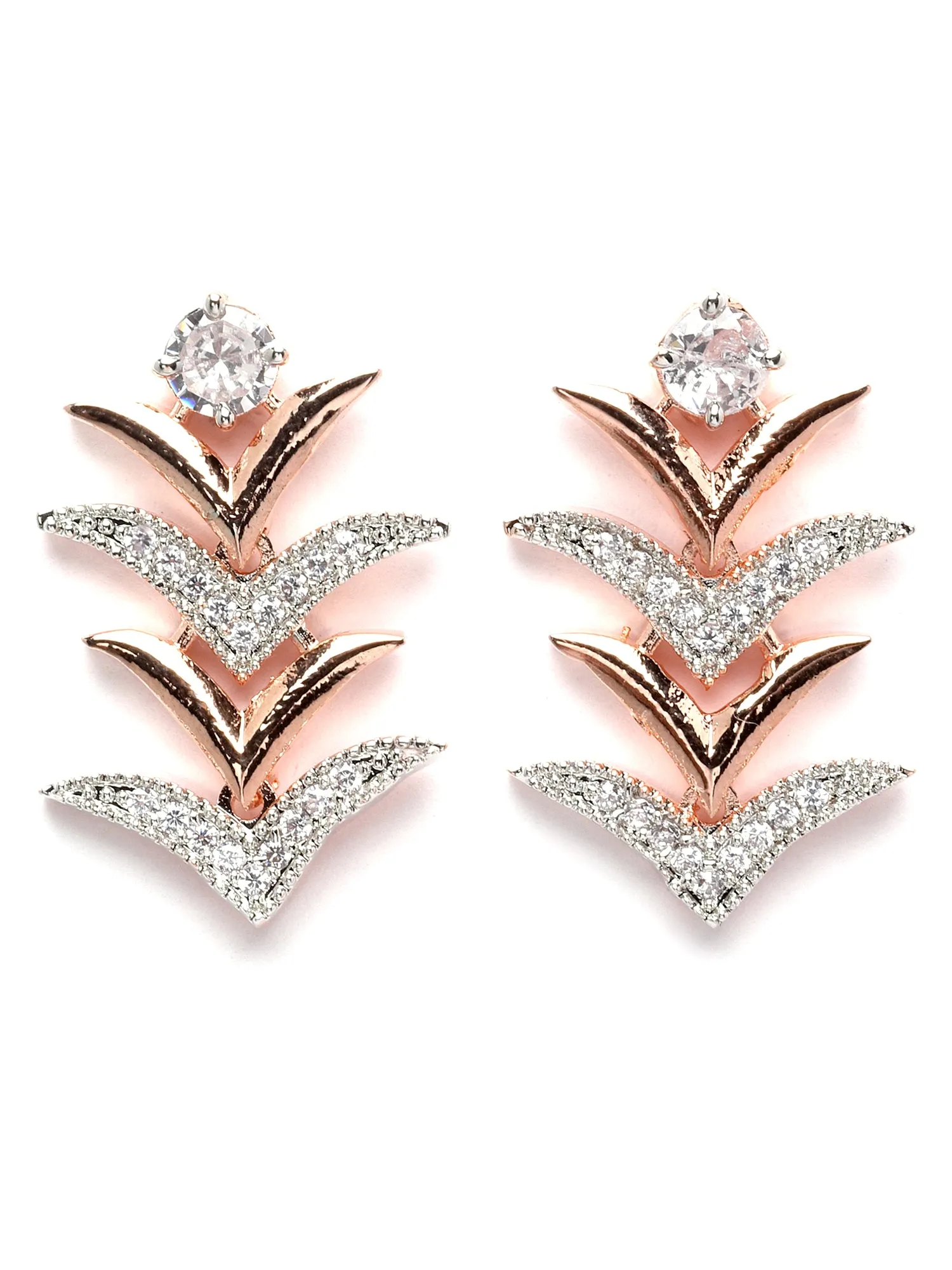Karatcart Rose Gold Plated Cubic Zirconia Studded Necklace Set