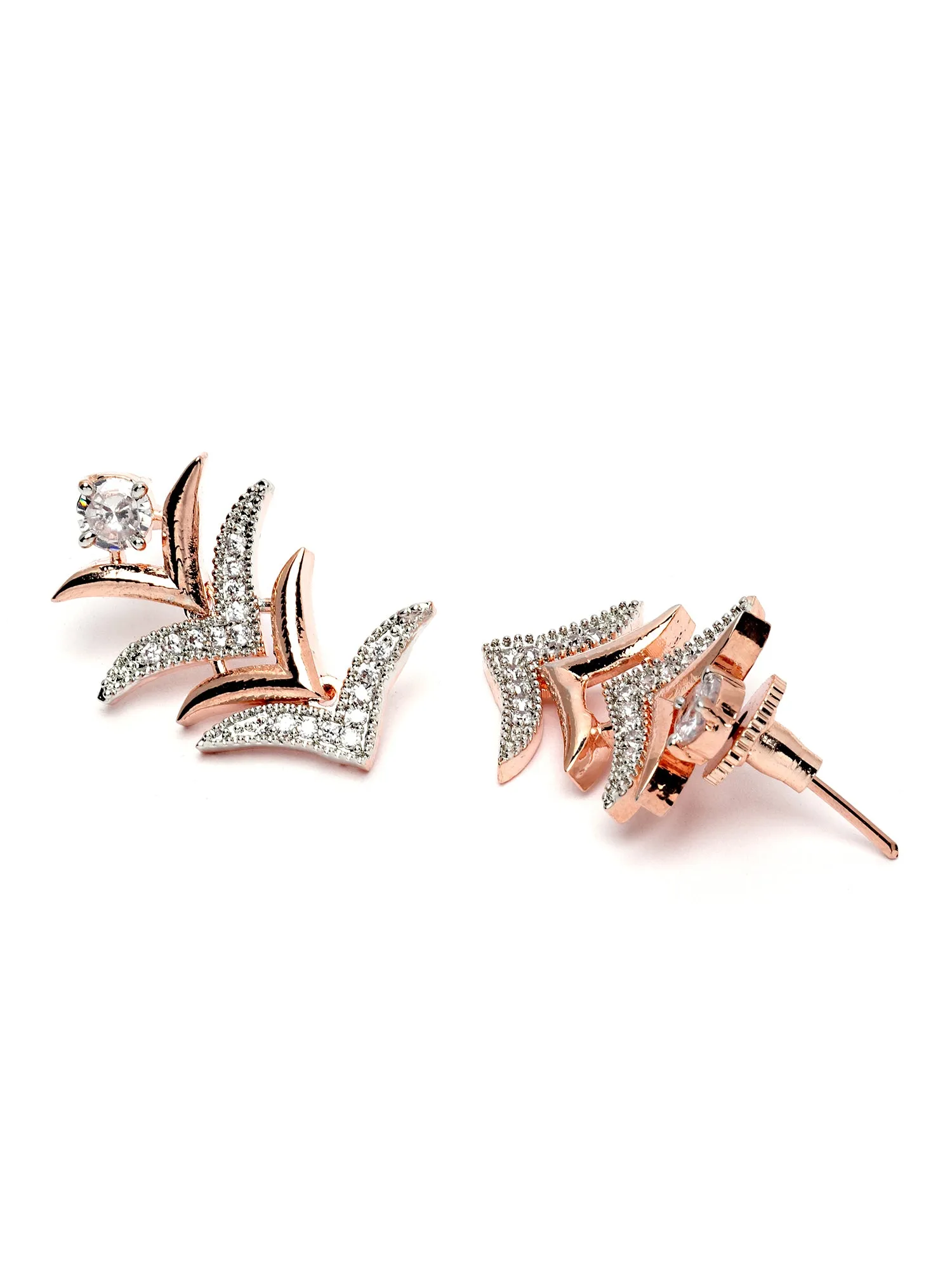 Karatcart Rose Gold Plated Cubic Zirconia Studded Necklace Set
