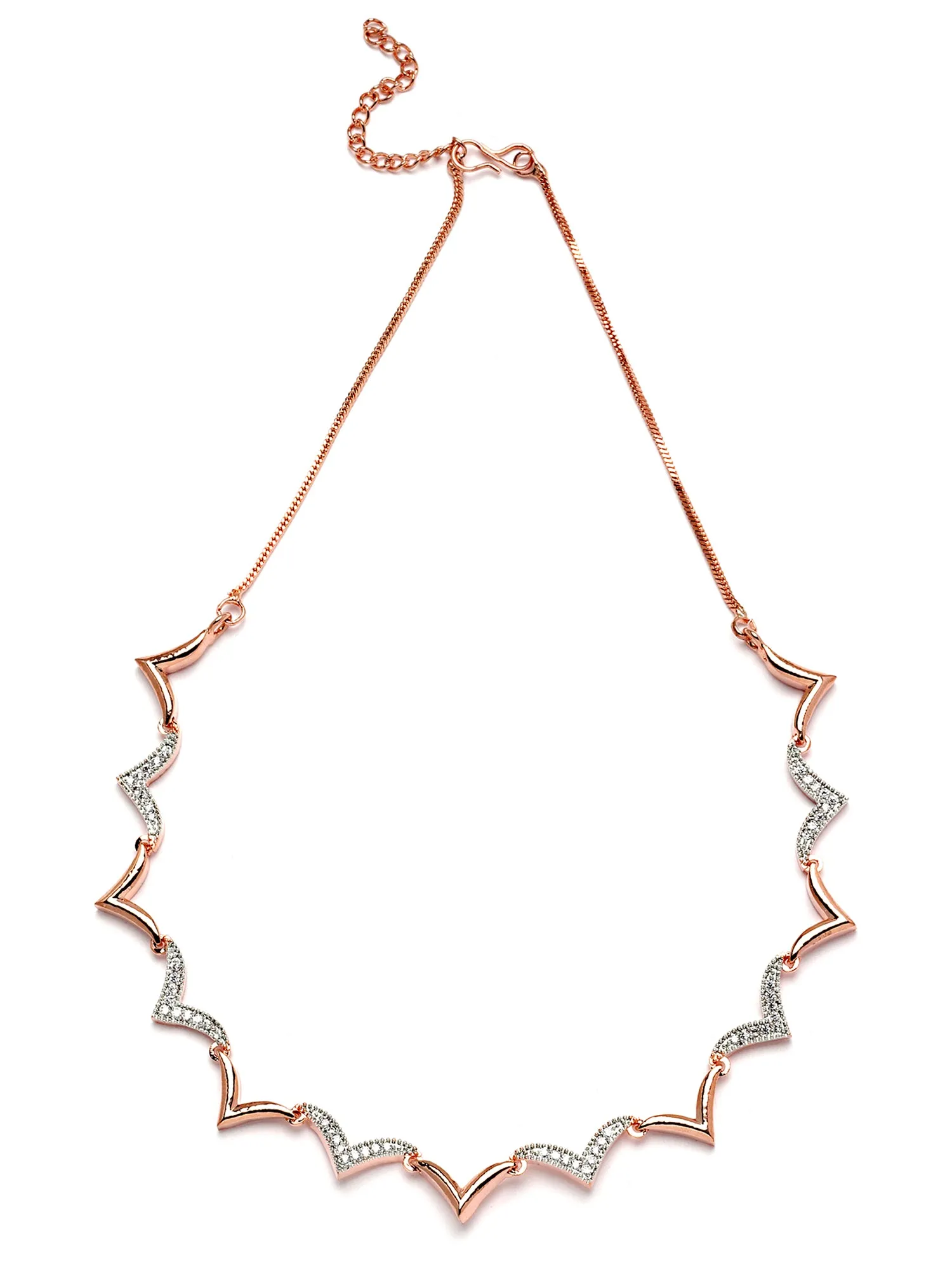 Karatcart Rose Gold Plated Cubic Zirconia Studded Necklace Set