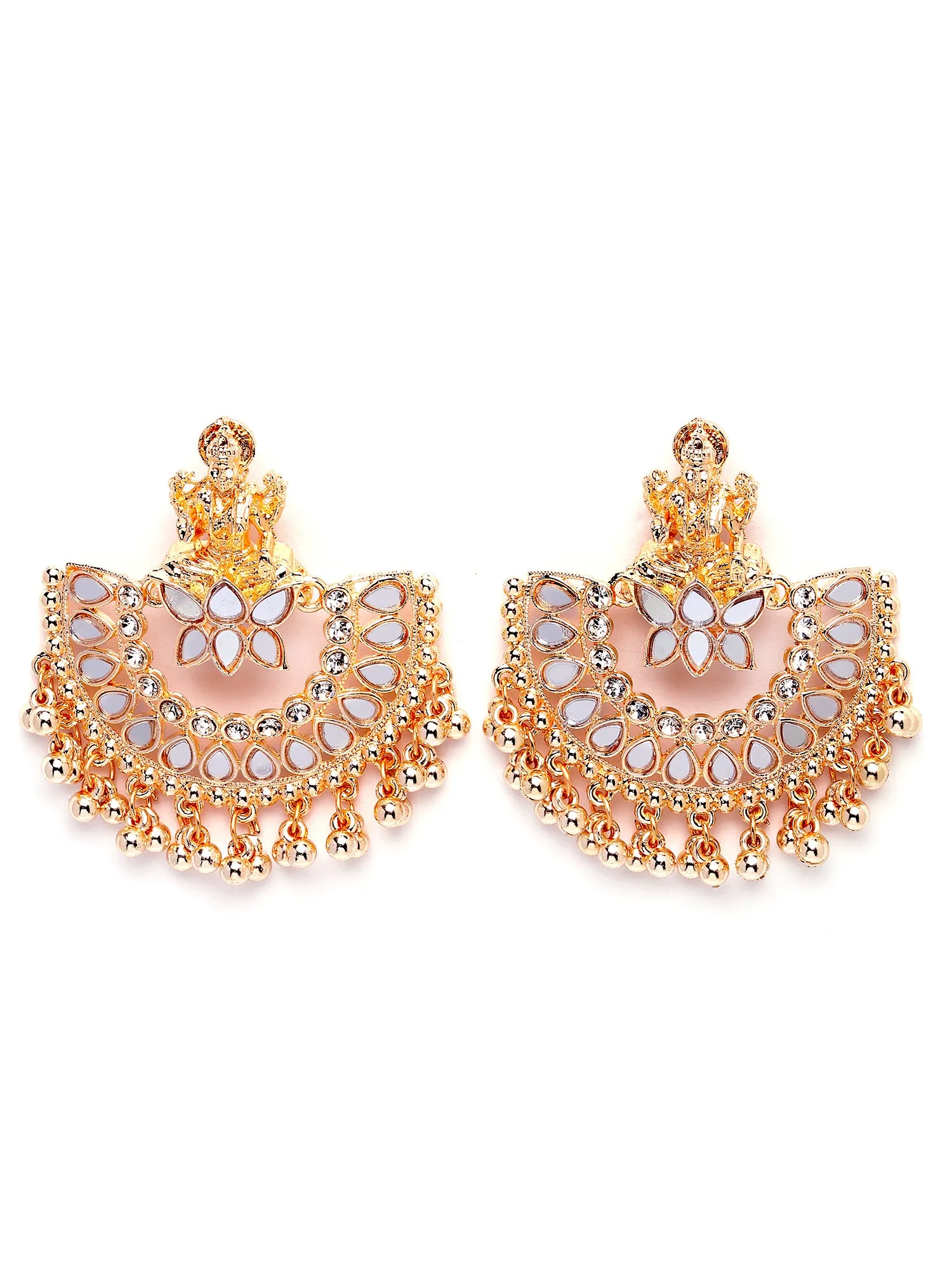 Karatcart Rose Gold Plated Mata Laxmi Design Chandbali Earrings for Women