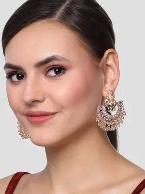 Karatcart Rose Gold Plated Mata Laxmi Design Chandbali Earrings for Women