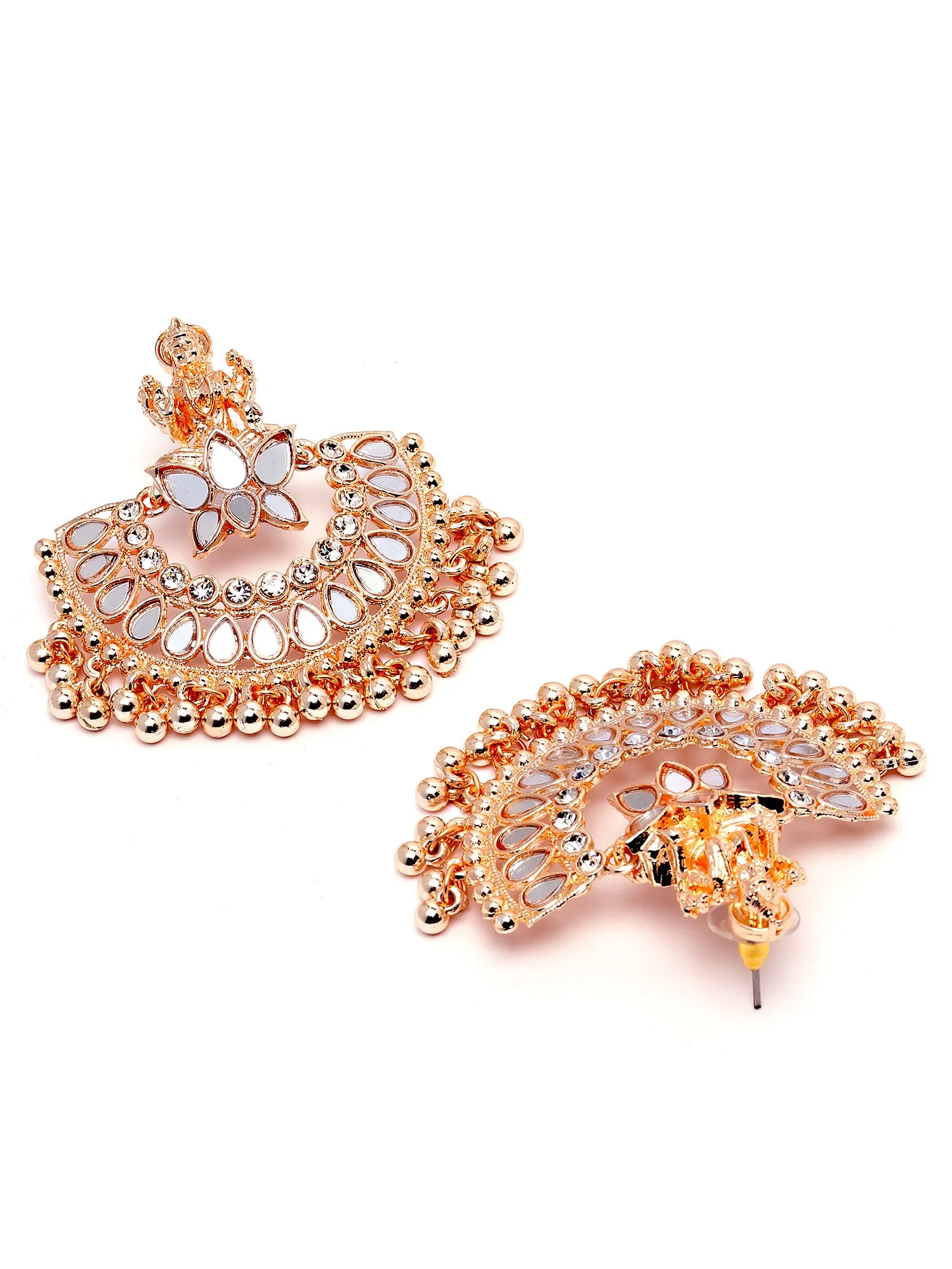 Karatcart Rose Gold Plated Mata Laxmi Design Chandbali Earrings for Women