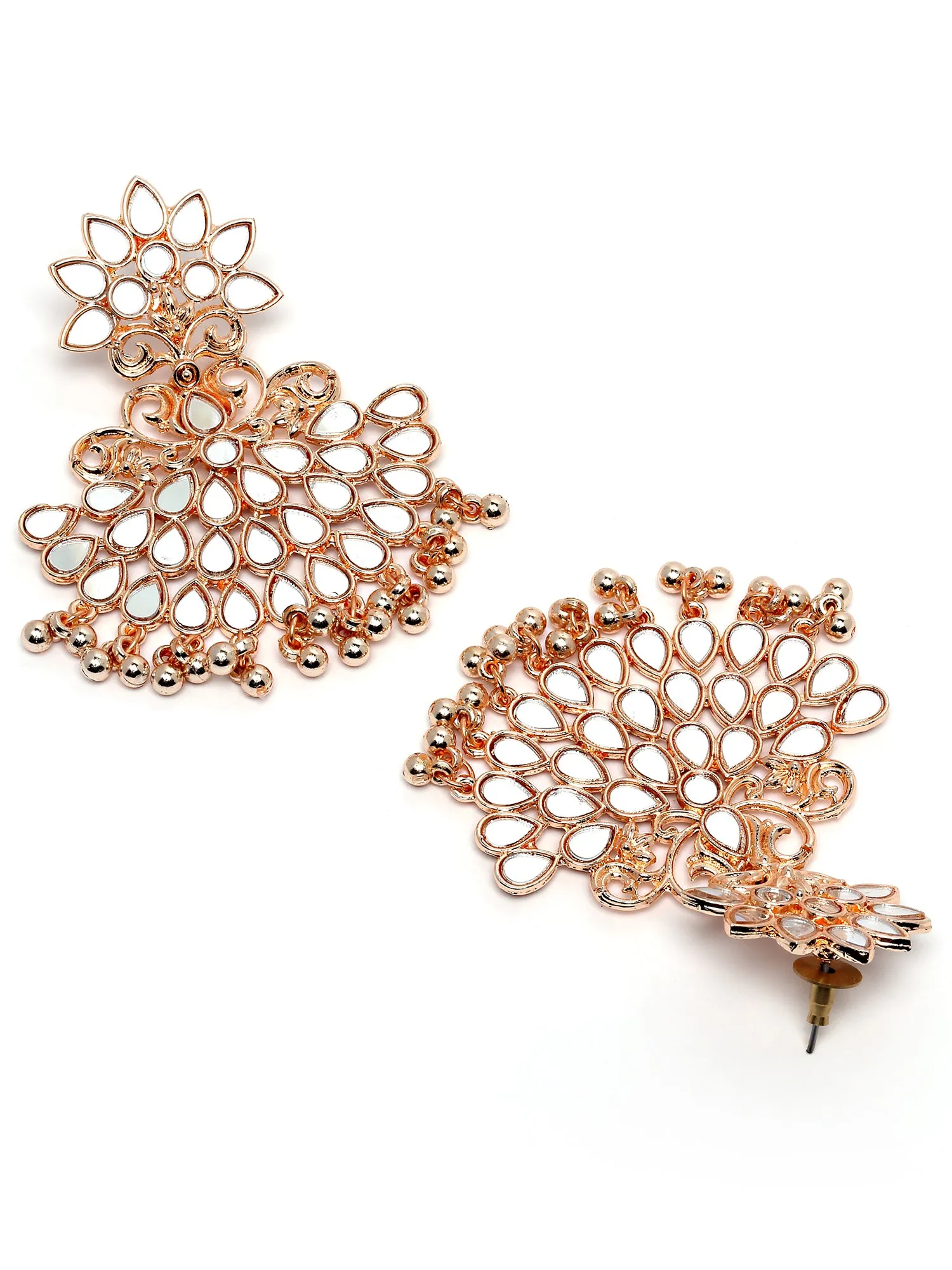 Karatcart Rose Gold Plated Mirror Studded Dangler Earrings for Women
