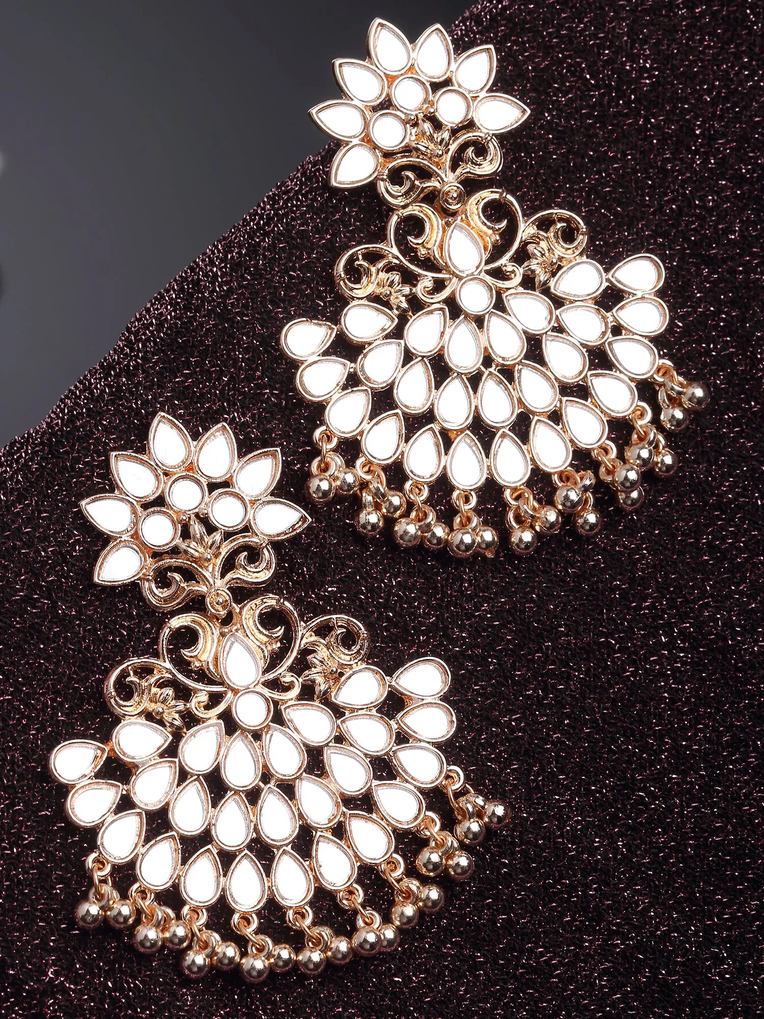 Karatcart Rose Gold Plated Mirror Studded Dangler Earrings for Women
