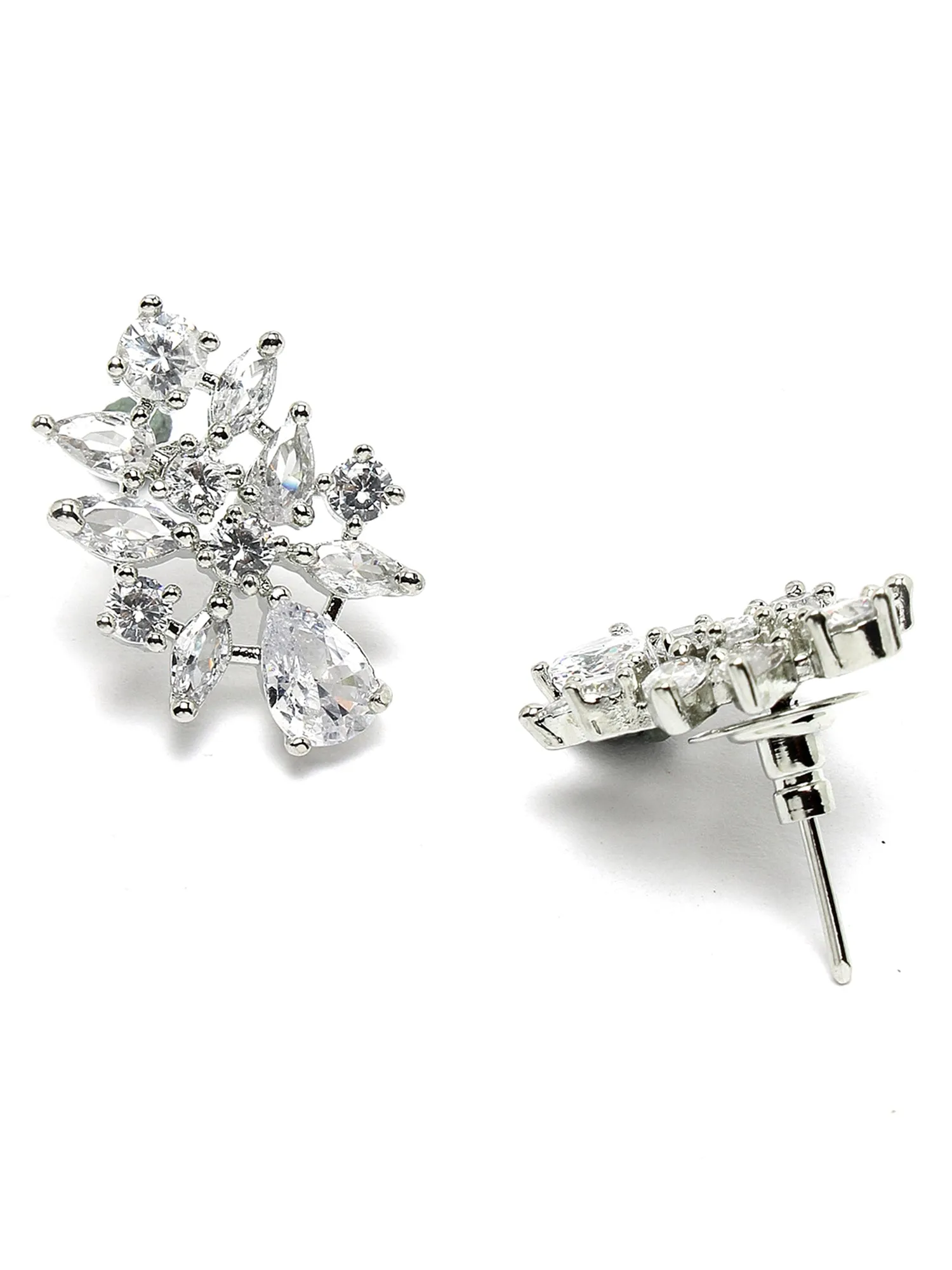 Karatcart Silver Plated American Diamond Necklace Set for Women