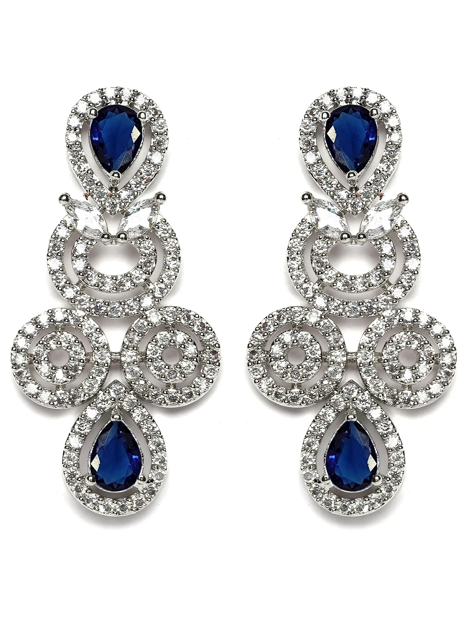 Karatcart Silver Plated Blue Cubic Zirconia Necklace Set for Women