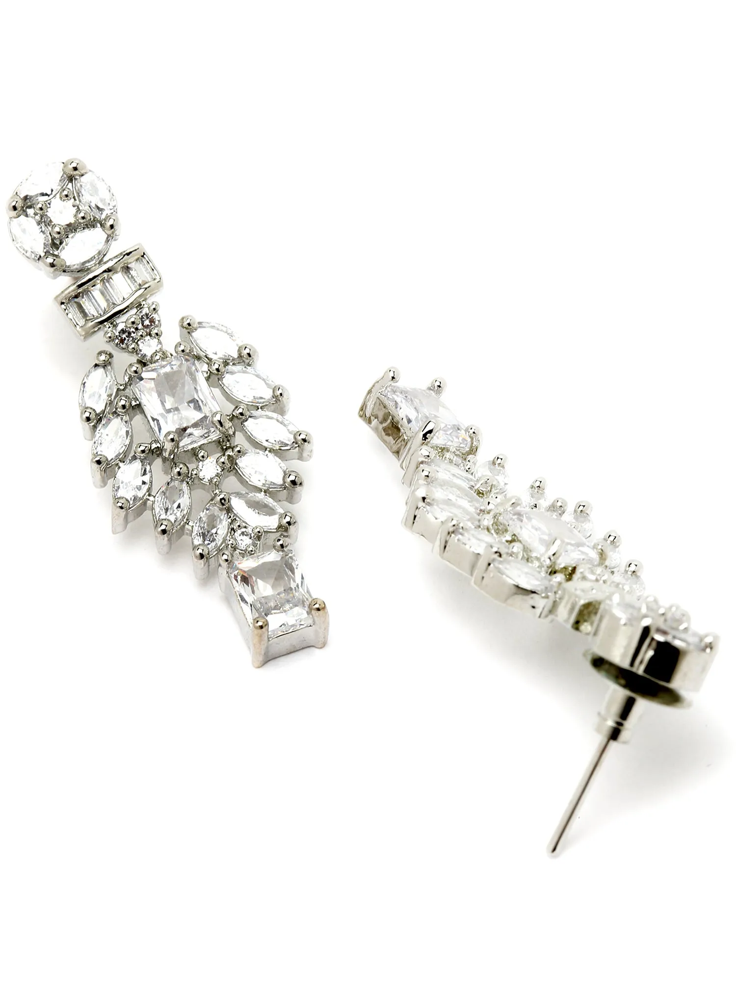 Karatcart Silver Plated Cubic Zirconia Necklace Set for Women