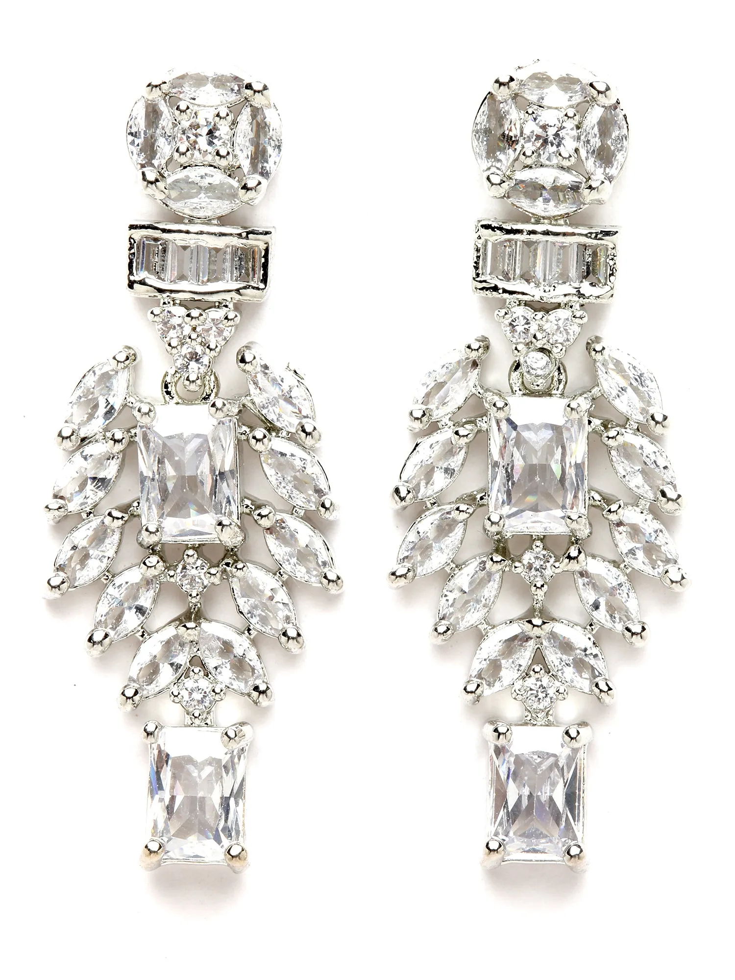 Karatcart Silver Plated Cubic Zirconia Necklace Set for Women
