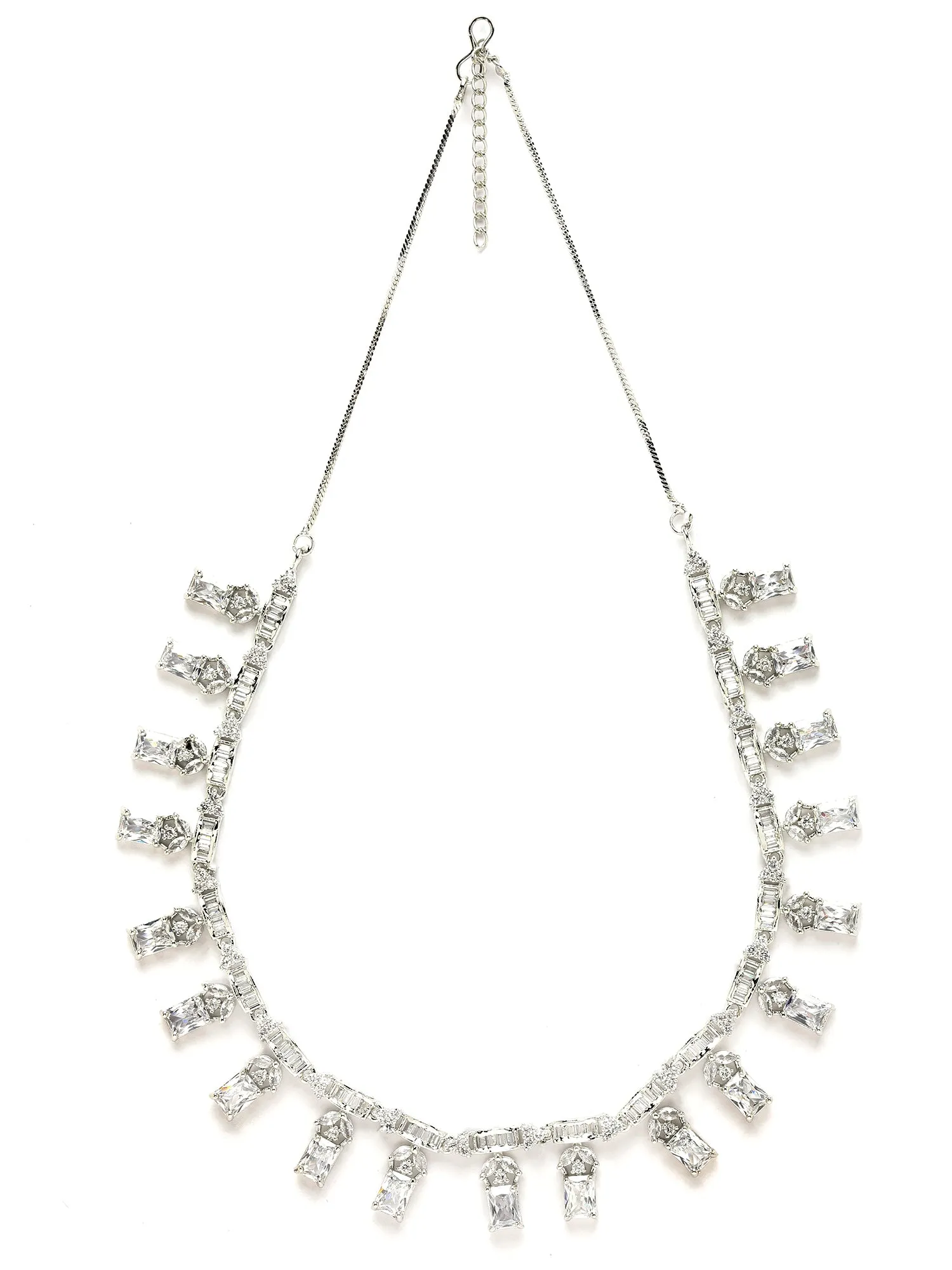 Karatcart Silver Plated Cubic Zirconia Necklace Set for Women