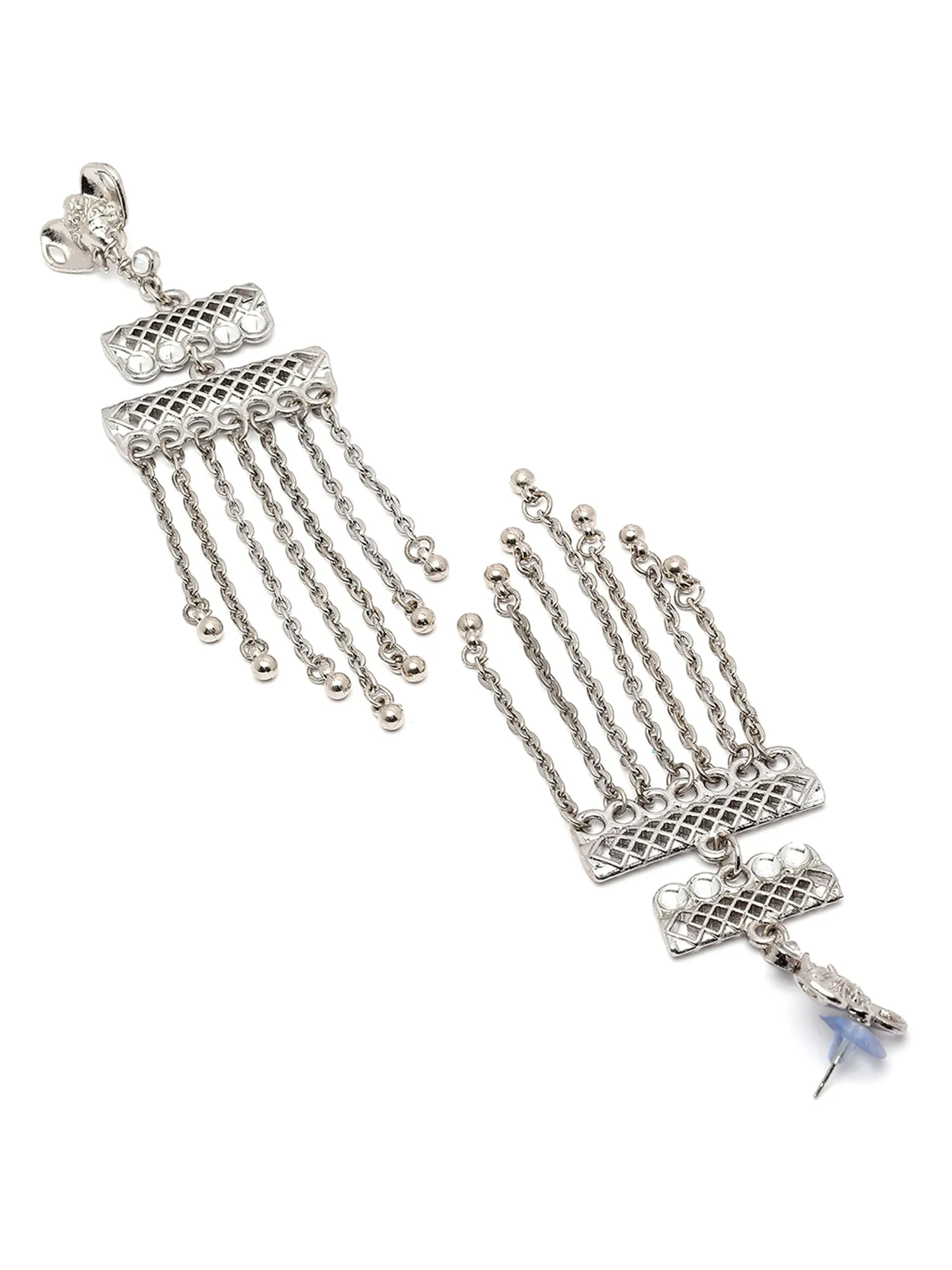 Karatcart Silver Plated Elephant Design Kundan Drop Earring for Women