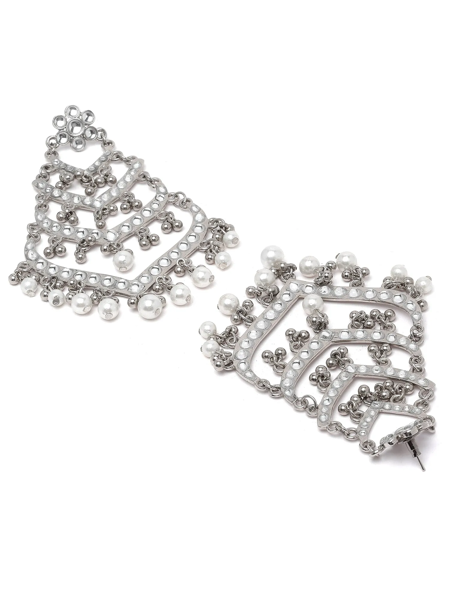 Karatcart Silver Plated Pearl and Kundan Choker Bridal Jewellery Set for Women