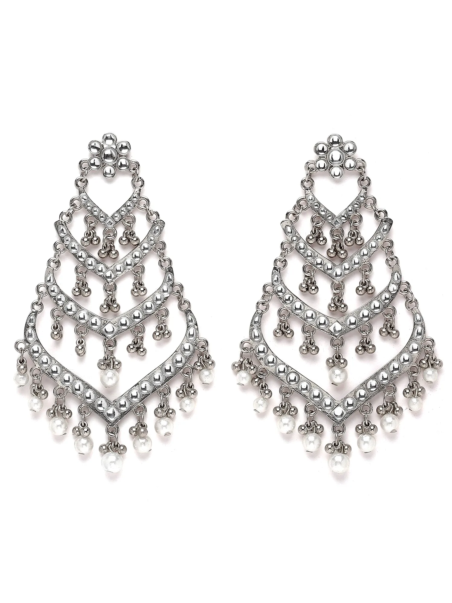 Karatcart Silver Plated Pearl and Kundan Choker Bridal Jewellery Set for Women