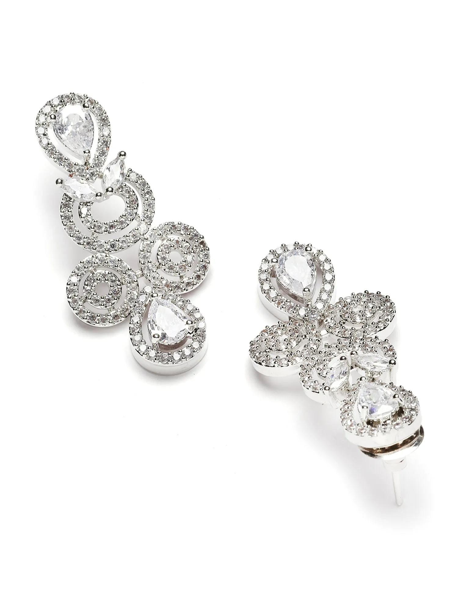 Karatcart Silver Plated White Cubic Zirconia Necklace Set for Women
