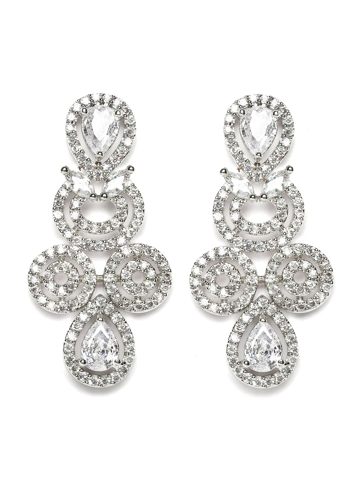 Karatcart Silver Plated White Cubic Zirconia Necklace Set for Women