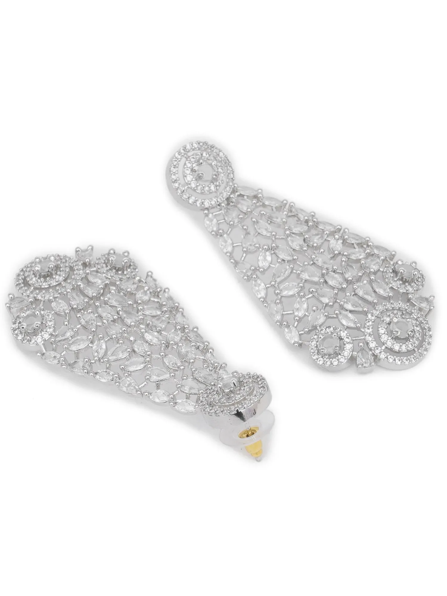 Karatcart Silver Plated White CZ Stone Studded Choker Necklace Set for Women