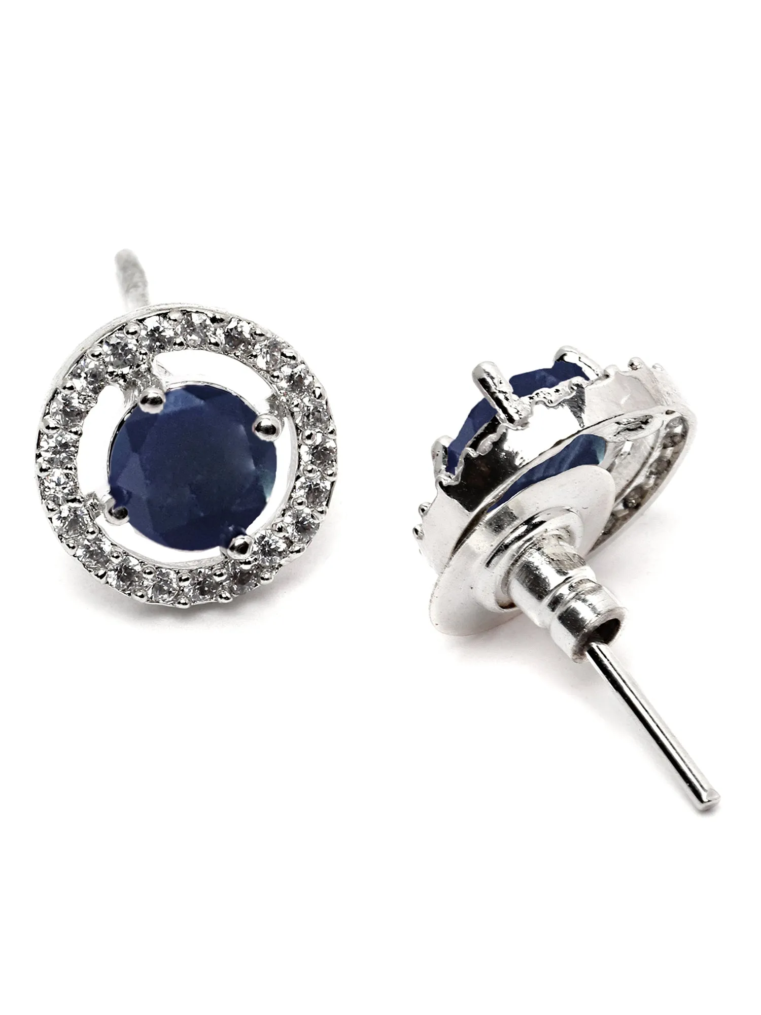 Karatcart Silver Tone Blue CZ Necklace Set
