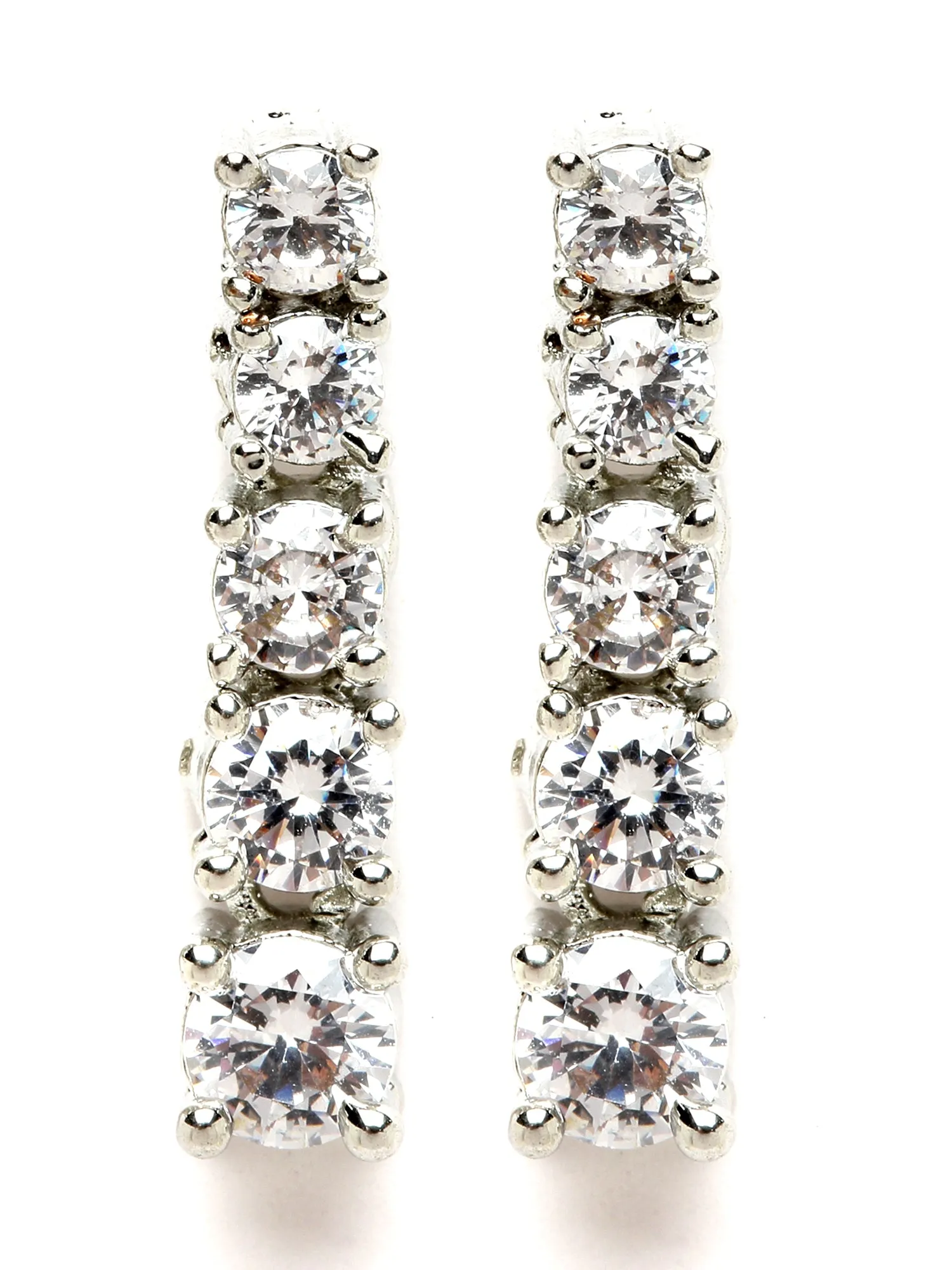 Karatcart Silver Toned Cubic Zirconia Studded Statement Jewellery Set for Women