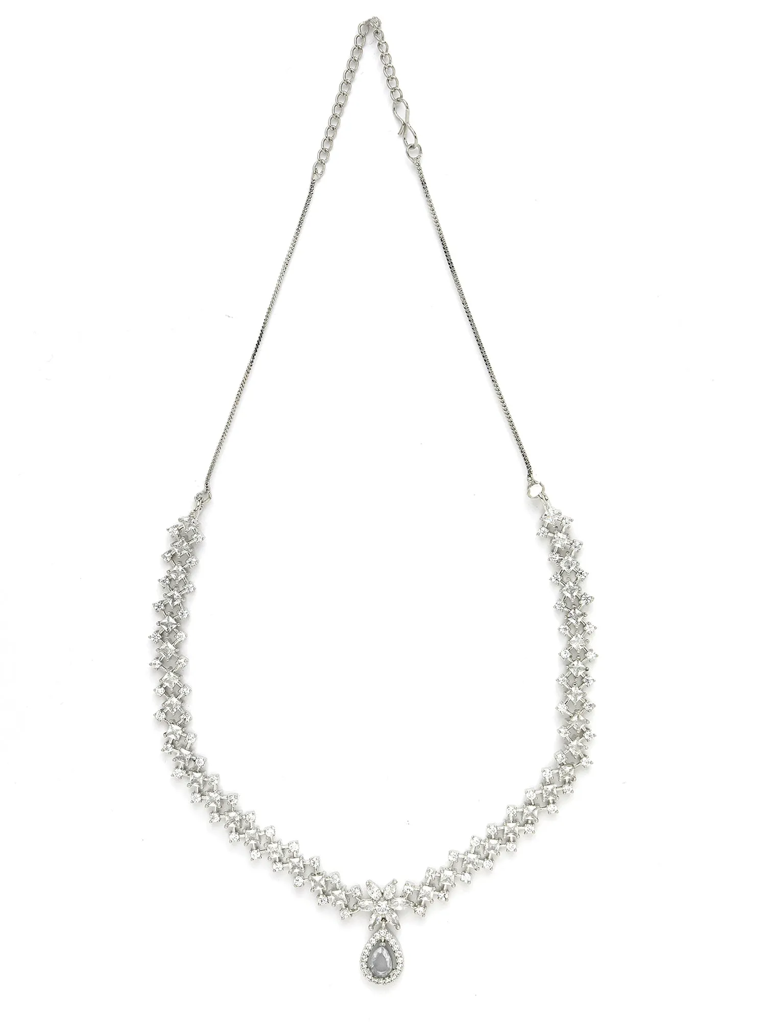 Karatcart White Cubic Zirconia Studded Light Weight Jewellery Set for Women