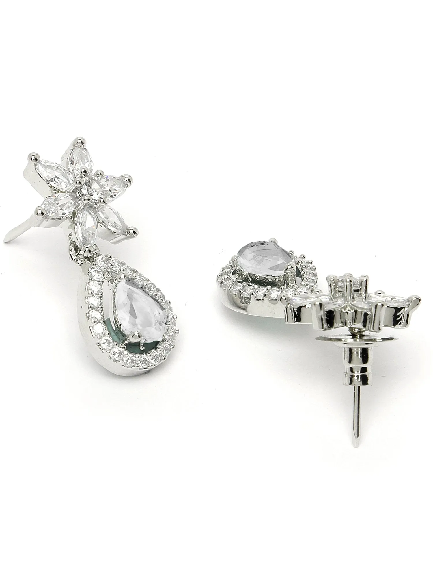 Karatcart White Cubic Zirconia Studded Light Weight Jewellery Set for Women