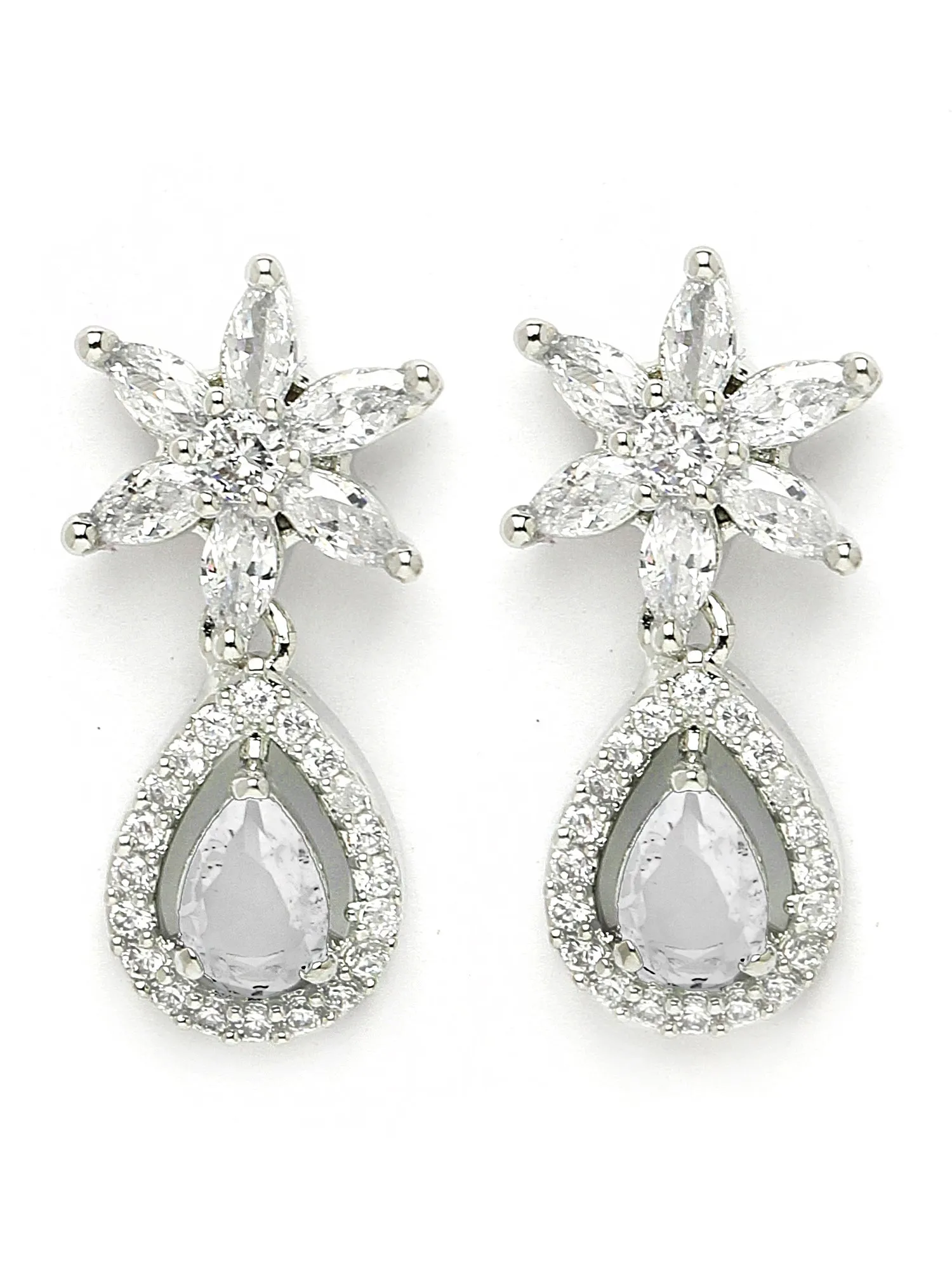 Karatcart White Cubic Zirconia Studded Light Weight Jewellery Set for Women
