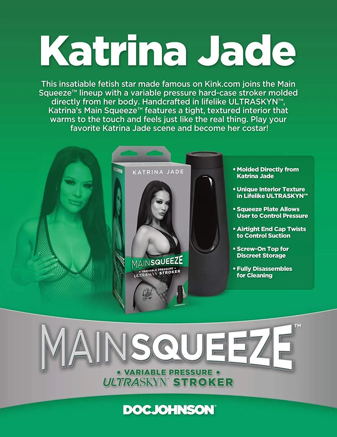 Katrina Jade Stroker - UltraSkyn Masturbator with Adjustable Suction | 7.5" Length