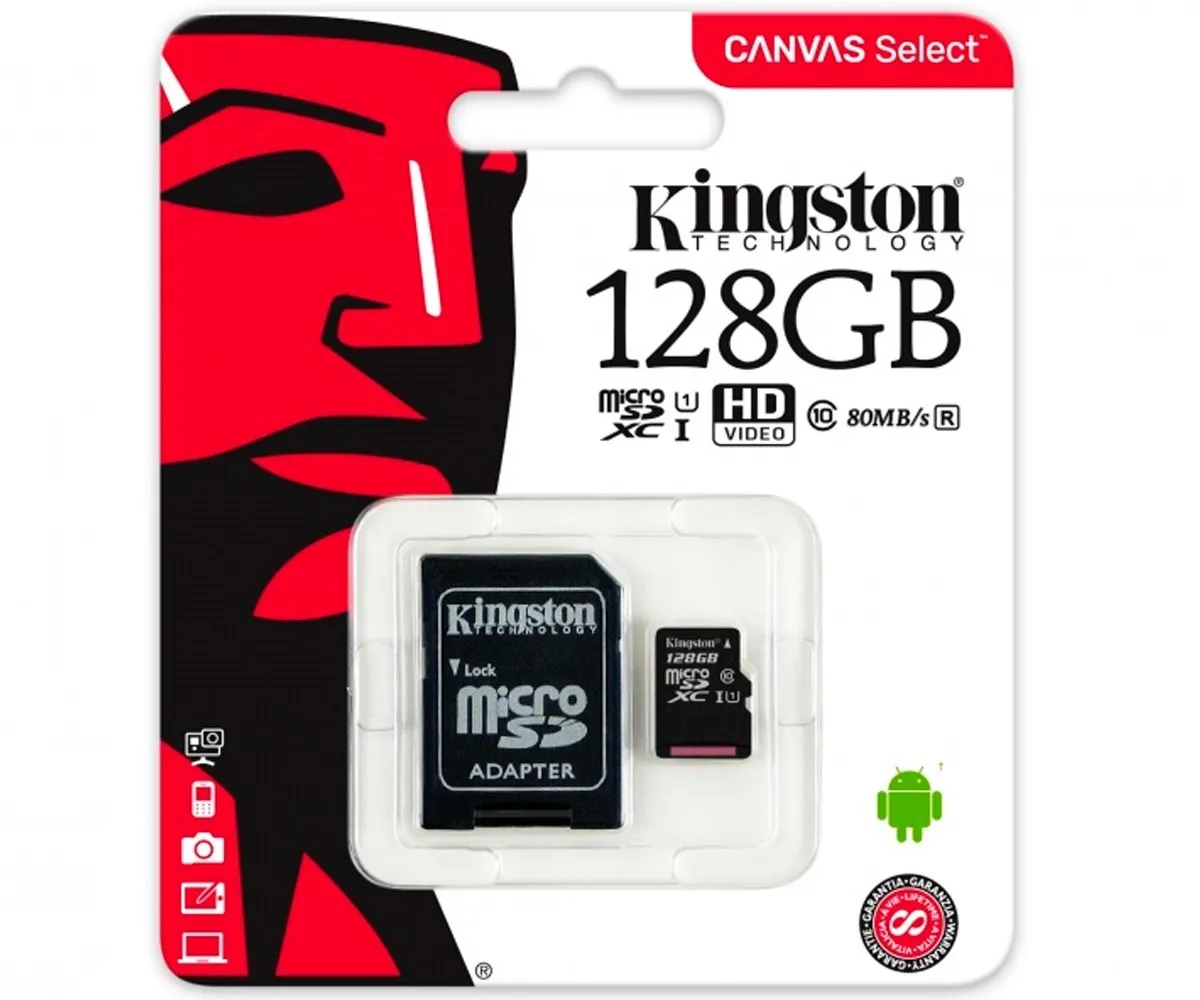 Kingston Sdcs/128 Gb Memoria Micro Sdhc Sdxc 80 R Uhs 1 Clase 10 128 Gb
