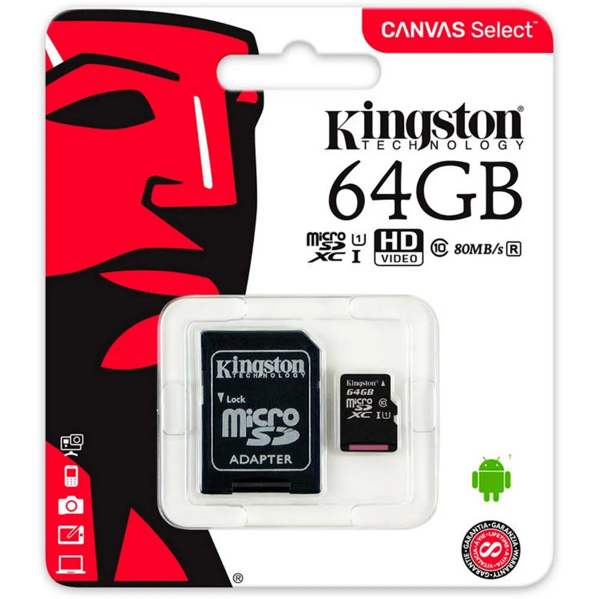 Kingston Sdcs/64 Gb Memoria Micro Sdhc Sdxc 80 R Uhs I Clase 10 64 Gb